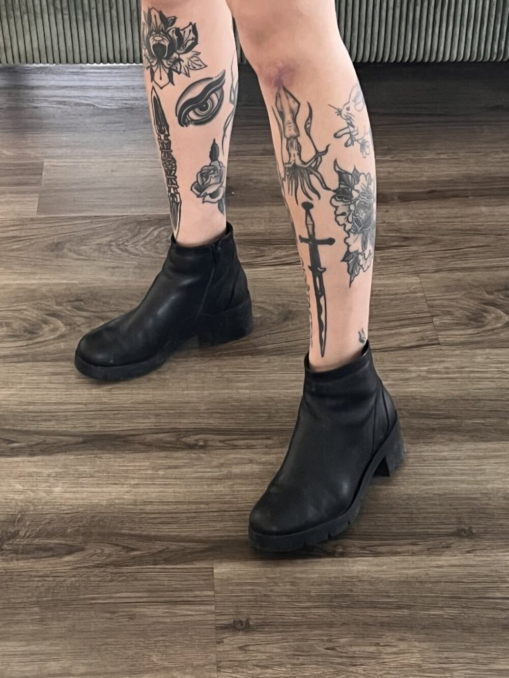 Camper Wanda K400057-002 Black Leather Lug Sole Ankle Boots Size 38
